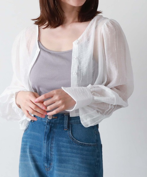 archives(アルシーヴ)の「2WAYコンパクトシアーブラウス(シャツ/ブラウス・レディース・ブラック/ブルー/オレンジ/オフホワイト・MEDIUM)」の5枚目の写真