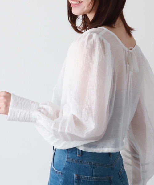 archives(アルシーヴ)の「2WAYコンパクトシアーブラウス(シャツ/ブラウス・レディース・ブラック/ブルー/オレンジ/オフホワイト・MEDIUM)」の6枚目の写真