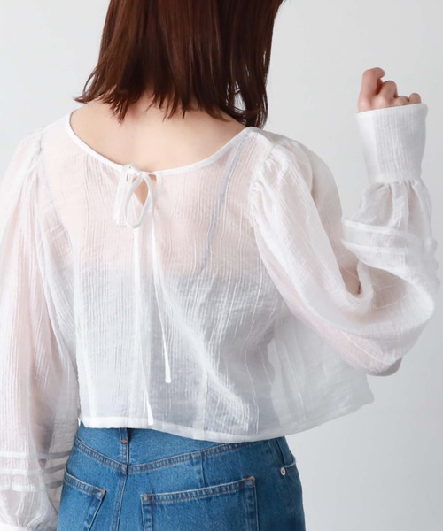 archives(アルシーヴ)の「2WAYコンパクトシアーブラウス(シャツ/ブラウス・レディース・ブラック/ブルー/オレンジ/オフホワイト・MEDIUM)」の8枚目の写真