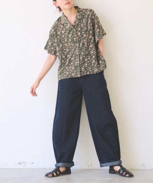 Libra Cue(リブラ キュー)の「ヴィンテージフラワーオープンカラーシャツ(シャツ/ブラウス・レディース・ブラウン/グリーン・FREE)」の9枚目の写真
