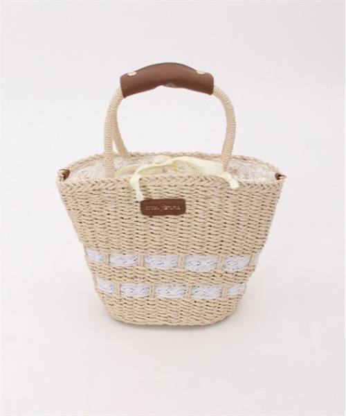 axes femme（アクシーズファム）の「ペーパー×レースかごバッグ（かごバッグ・レディース・ベージュ/ブラウン/ブラック・FREE）」の6枚目の写真