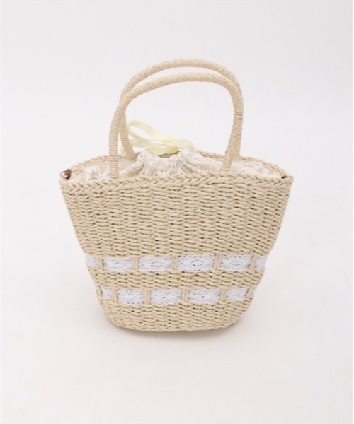 axes femme（アクシーズファム）の「ペーパー×レースかごバッグ（かごバッグ・レディース・ベージュ/ブラウン/ブラック・FREE）」の4枚目の写真