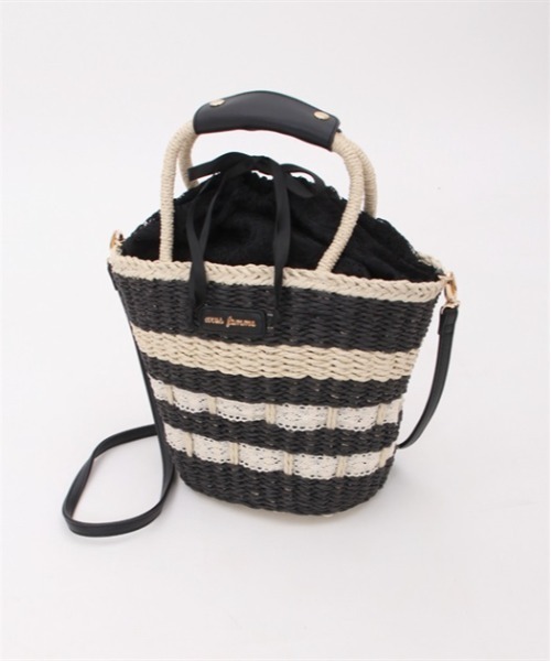 axes femme（アクシーズファム）の「ペーパー×レースかごバッグ（かごバッグ・レディース・ベージュ/ブラウン/ブラック・FREE）」の10枚目の写真