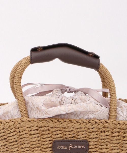 axes femme（アクシーズファム）の「ペーパー×レースかごバッグ（かごバッグ・レディース・ベージュ/ブラウン/ブラック・FREE）」の8枚目の写真