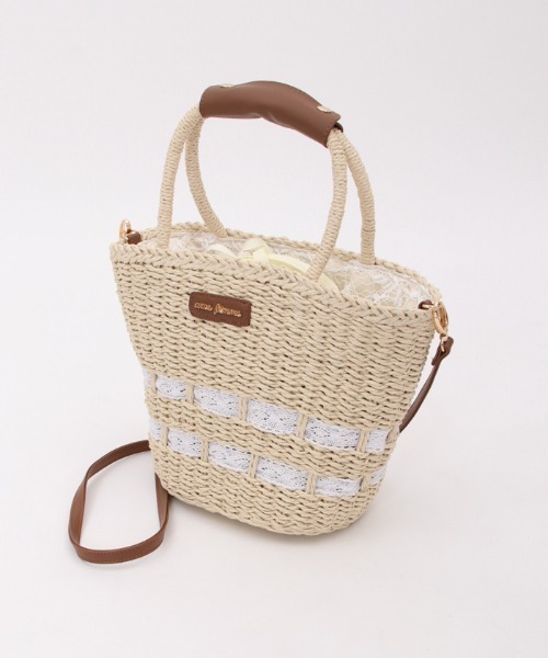 axes femme（アクシーズファム）の「ペーパー×レースかごバッグ（かごバッグ・レディース・ベージュ/ブラウン/ブラック・FREE）」の16枚目の写真