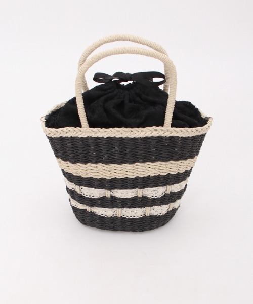 axes femme（アクシーズファム）の「ペーパー×レースかごバッグ（かごバッグ・レディース・ベージュ/ブラウン/ブラック・FREE）」の13枚目の写真