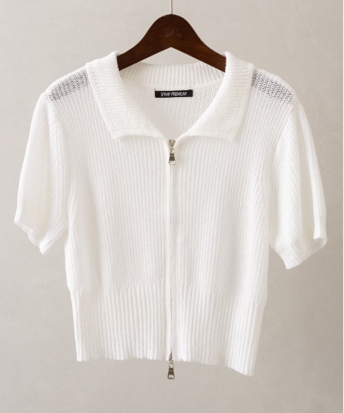 SpRay(スプレイ)の「ダブルZIPニット(ニット/セーター・レディース・ブラック/ホワイト/アイボリー・FREE)」の2枚目の写真