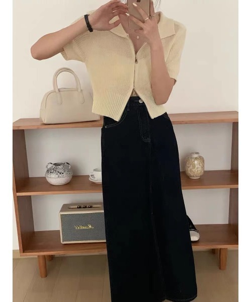 SpRay(スプレイ)の「ダブルZIPニット(ニット/セーター・レディース・ブラック/ホワイト/アイボリー・FREE)」の9枚目の写真