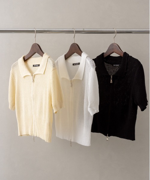 SpRay(スプレイ)の「ダブルZIPニット(ニット/セーター・レディース・ブラック/ホワイト/アイボリー・FREE)」の5枚目の写真