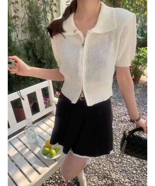 SpRay(スプレイ)の「ダブルZIPニット(ニット/セーター・レディース・ブラック/ホワイト/アイボリー・FREE)」の10枚目の写真