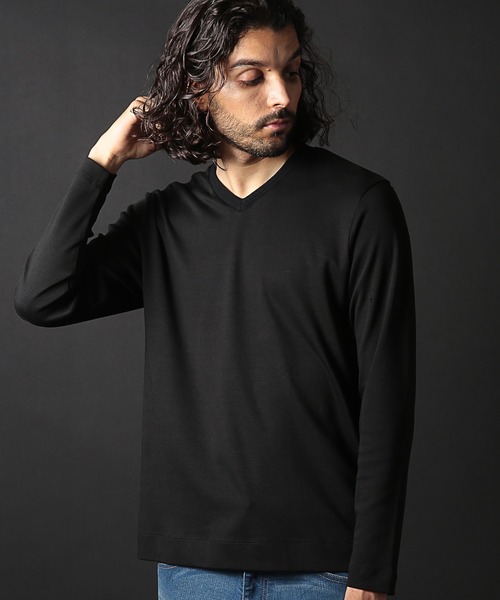 RATTLE TRAP（ラトルトラップ）の「シルケットスムースVネックロンT（Tシャツ/カットソー・メンズ・ホワイト/ブラック・LL/L/M/S）」の2枚目の写真