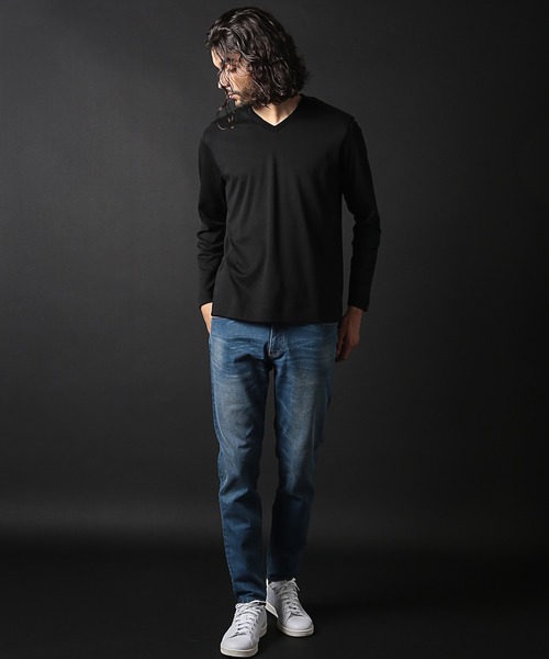 RATTLE TRAP（ラトルトラップ）の「シルケットスムースVネックロンT（Tシャツ/カットソー・メンズ・ホワイト/ブラック・LL/L/M/S）」の3枚目の写真