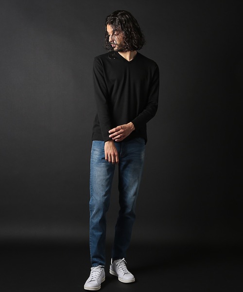 RATTLE TRAP（ラトルトラップ）の「シルケットスムースVネックロンT（Tシャツ/カットソー・メンズ・ホワイト/ブラック・LL/L/M/S）」の5枚目の写真