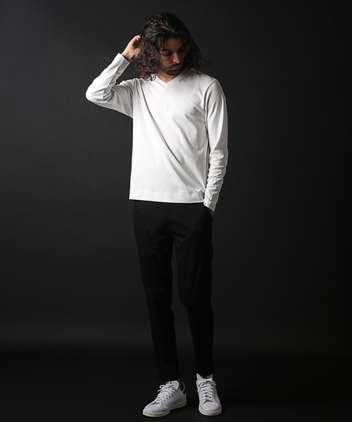 RATTLE TRAP（ラトルトラップ）の「シルケットスムースVネックロンT（Tシャツ/カットソー・メンズ・ホワイト/ブラック・LL/L/M/S）」の4枚目の写真