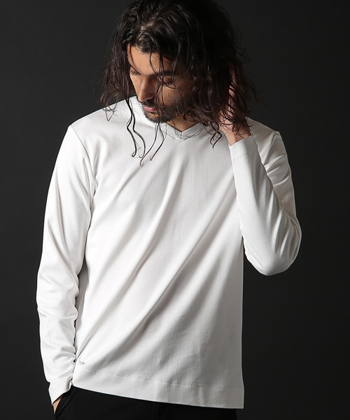 RATTLE TRAP（ラトルトラップ）の「シルケットスムースVネックロンT（Tシャツ/カットソー・メンズ・ホワイト/ブラック・LL/L/M/S）」の16枚目の写真