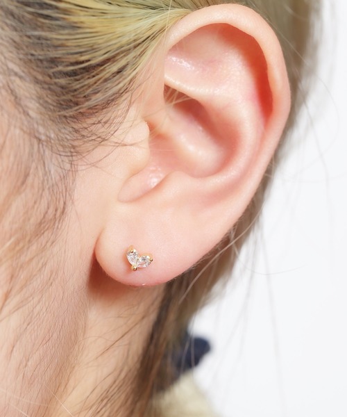 tone(トーン)の「【Peony/ピオニー】/サージカルステンレス 316L ハートスタッドピアス(ピアス(片耳用)・レディース・ゴールド/シルバー/ピンクゴールド・FREE)」の1枚目の写真