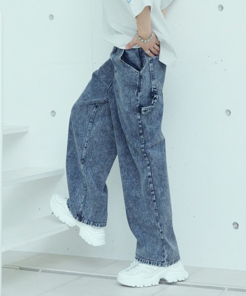 ADAMASTE（アダマスト）の「13オンスルーズシルエットペインターデニムワイドパンツ（デニムパンツ・メンズ・ブラック/ブルー/ダークブラック/サックスブルー・SMALL/MEDIUM/LARGE）」の7枚目の写真