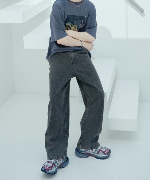 ADAMASTE（アダマスト）の「13オンスルーズシルエットペインターデニムワイドパンツ（デニムパンツ・メンズ・ブラック/ブルー/ダークブラック/サックスブルー・SMALL/MEDIUM/LARGE）」の20枚目の写真