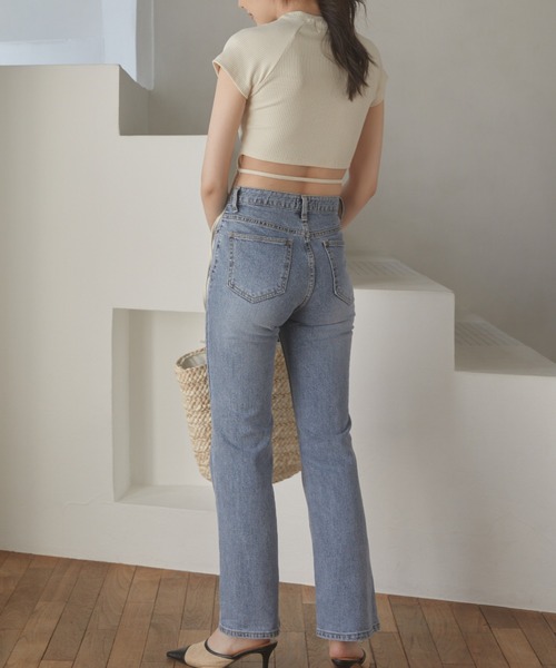 ACYM(アシーム)の「Side strap mini トップス(Tシャツ/カットソー・レディース・ブラック/カーキ/アイボリー・FREE)」の8枚目の写真