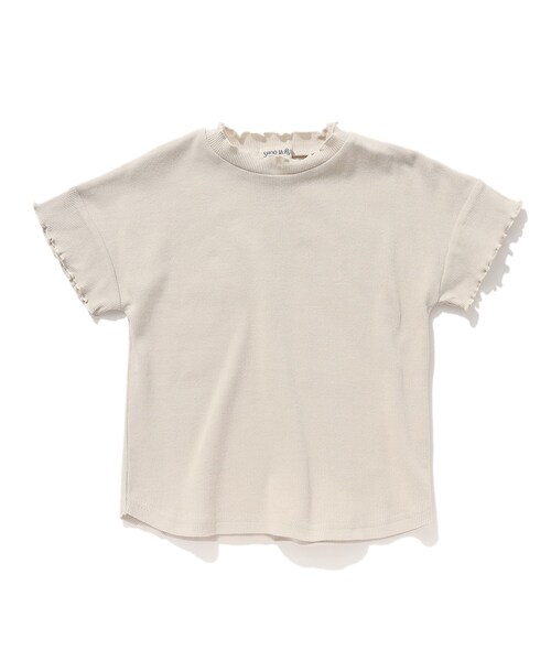 SHOO・LA・RUE（シューラルー）の「◆【110-140cm】メロー使いリブTシャツ（Tシャツ/カットソー・キッズ・ライトベージュ/レモンイエロー/ブルー/ライトグリーン・11/12/13/14）」の2枚目の写真
