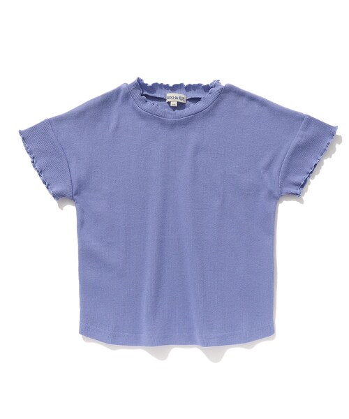 SHOO・LA・RUE（シューラルー）の「◆【110-140cm】メロー使いリブTシャツ（Tシャツ/カットソー・キッズ・ライトベージュ/レモンイエロー/ブルー/ライトグリーン・11/12/13/14）」の4枚目の写真