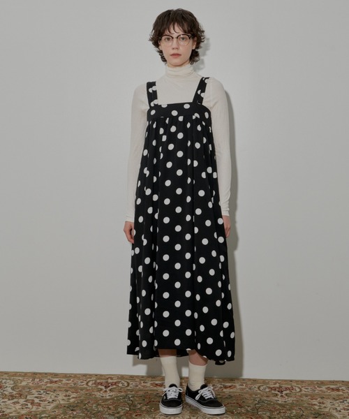 MERLOT（メルロー）の「ダブルストラップジャンスカ（ジャンパースカート・レディース・レッド/ドット/ブラック・FREE）」の10枚目の写真
