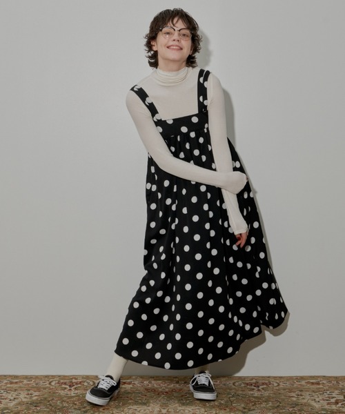 MERLOT（メルロー）の「ダブルストラップジャンスカ（ジャンパースカート・レディース・レッド/ドット/ブラック・FREE）」の15枚目の写真