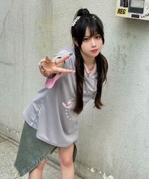 runningHIGH | 韓国ブランド runningHIGH ランニングハイ MOTOR CYCLE JERSEY H/S TOP 半袖Tシャツ ユニフォームシャツ 半袖トップス VネックTシャツ 半袖 韓国ファッション(Tシャツ/カットソー)