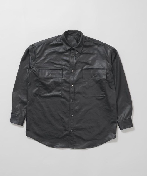 Enharmonic TAVERN（エンハーモニックタヴァーン）の「Leatherlike satin shirt（シャツ/ブラウス・メンズ・ホワイト/ブラック・44/46/48）」の2枚目の写真