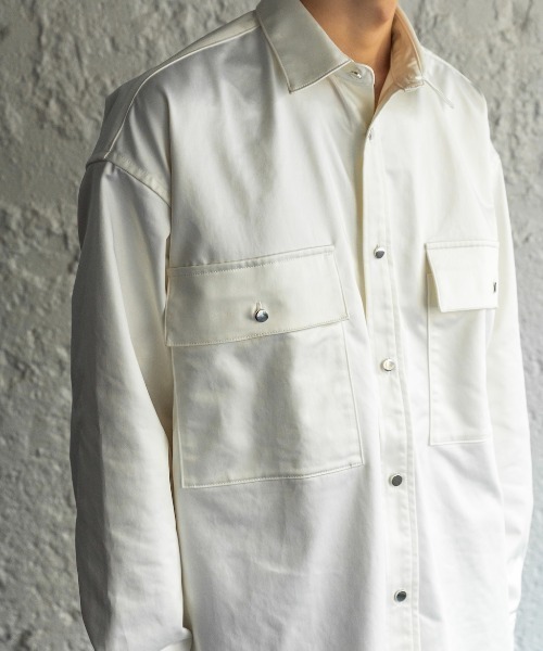 Enharmonic TAVERN（エンハーモニックタヴァーン）の「Leatherlike satin shirt（シャツ/ブラウス・メンズ・ホワイト/ブラック・44/46/48）」の4枚目の写真