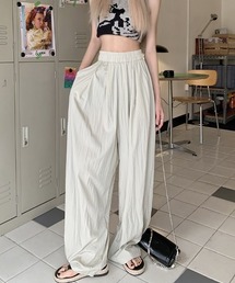 シワ加工リラックスワイドパンツ