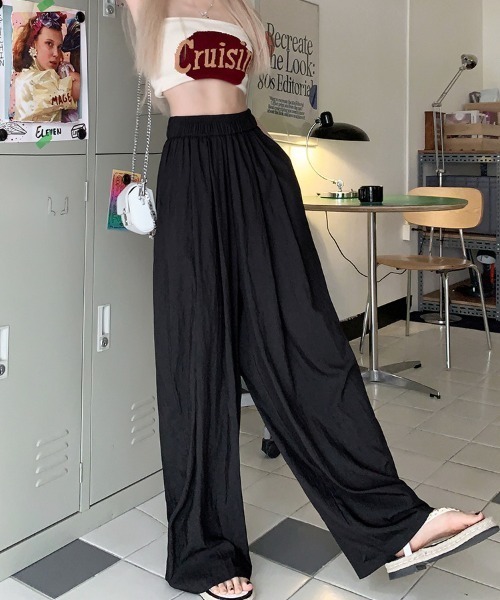 セール】シワ加工リラックスワイドパンツ（スラックス）｜SHEENA