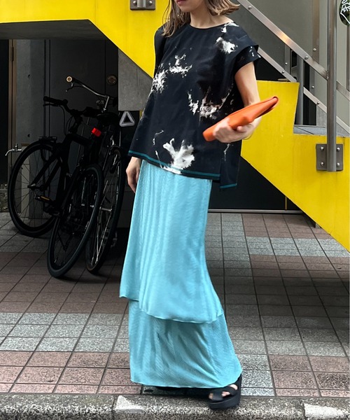 mi via loca（ミヴィアロカ）の「タイダイ配色ステッチ タックデザインTシャツ（Tシャツ/カットソー・レディース・ブラウン/ブラック・FREE）」の20枚目の写真