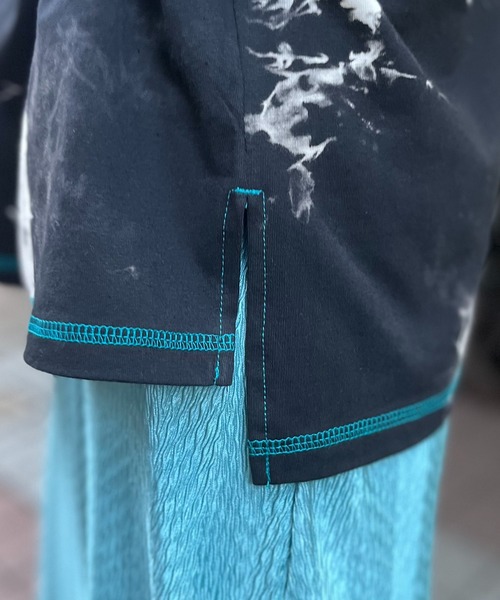 mi via loca（ミヴィアロカ）の「タイダイ配色ステッチ タックデザインTシャツ（Tシャツ/カットソー・レディース・ブラウン/ブラック・FREE）」の10枚目の写真