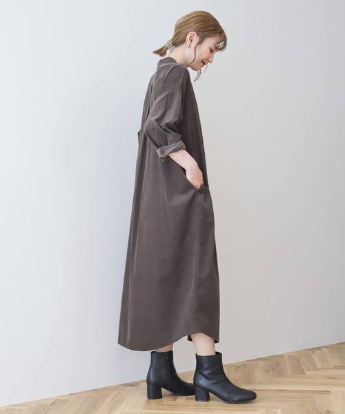 AMERICAN HOLIC(アメリカンホリック)の「バンドカラーコーデュロイシャツワンピース(シャツワンピース・レディース・チャコールグレー/ブルーグリーン/ライトベージュ・M/L)」の12枚目の写真