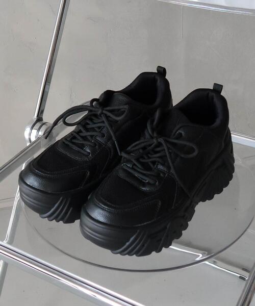 WEGO（ウィゴー）の「WEGO/コンビメッシュボリュームスニーカー（スニーカー・レディース・オフホワイト/ブラック・MEDIUM/LARGE）」の7枚目の写真