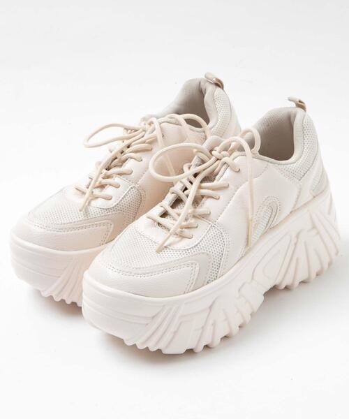 WEGO（ウィゴー）の「WEGO/コンビメッシュボリュームスニーカー（スニーカー・レディース・オフホワイト/ブラック・MEDIUM/LARGE）」の9枚目の写真
