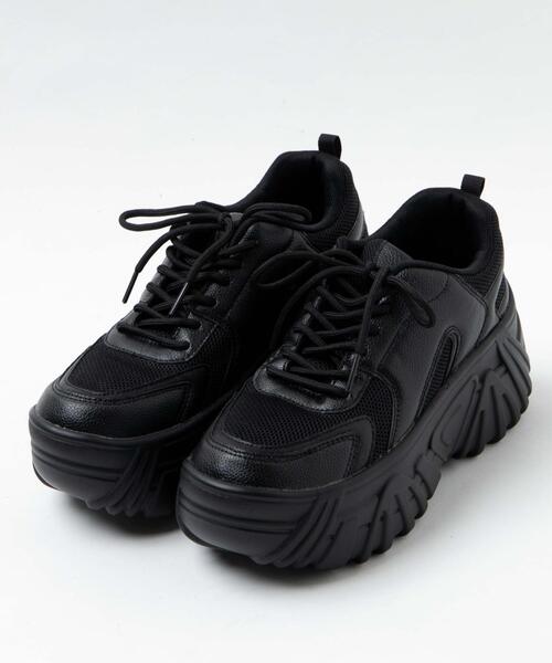 WEGO（ウィゴー）の「WEGO/コンビメッシュボリュームスニーカー（スニーカー・レディース・オフホワイト/ブラック・MEDIUM/LARGE）」の8枚目の写真