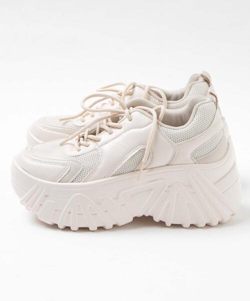 WEGO（ウィゴー）の「WEGO/コンビメッシュボリュームスニーカー（スニーカー・レディース・オフホワイト/ブラック・MEDIUM/LARGE）」の10枚目の写真