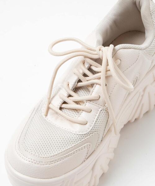 WEGO（ウィゴー）の「WEGO/コンビメッシュボリュームスニーカー（スニーカー・レディース・オフホワイト/ブラック・MEDIUM/LARGE）」の13枚目の写真