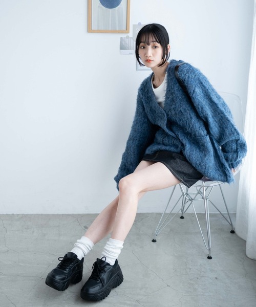 WEGO（ウィゴー）の「WEGO/コンビメッシュボリュームスニーカー（スニーカー・レディース・オフホワイト/ブラック・MEDIUM/LARGE）」の5枚目の写真