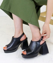 LOVE HUNTER / 9cm厚底チャンキーヒール カバードサンダル 美脚・脚長・安定感 バックストラップサンダル(1599)
