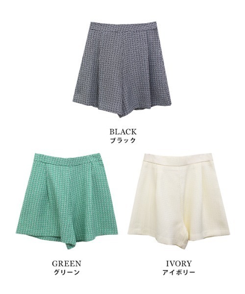 MODE ROBE(モードローブ)の「チェックタックショートパンツ(その他パンツ・レディース・グリーン/アイボリー/ブラック・M/S)」の6枚目の写真