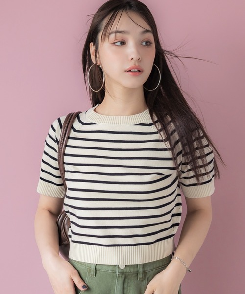 coca(coca)(コカ)の「半袖クルーネックニットトップス(ニット/セーター・レディース・アイボリー/ブラック/A/B/ブラウン/ホワイト/その他1/グレー・L/M/S/XL)」の7枚目の写真