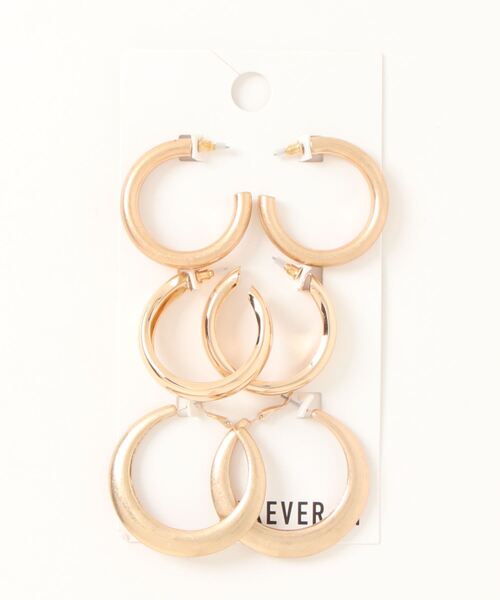 FOREVER 21（フォーエバー トゥエンティーワン）の「3SETフープピアス2（ピアス（両耳用）・レディース・ゴールド・FREE）」の2枚目の写真