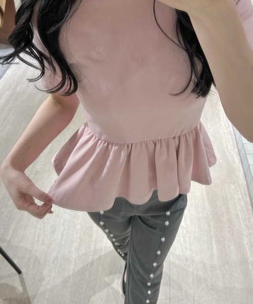 epine(エピヌ)の「Ee peplum tee(Tシャツ/カットソー・レディース・ブラック/ホワイト/ピンク・FREE)」の4枚目の写真