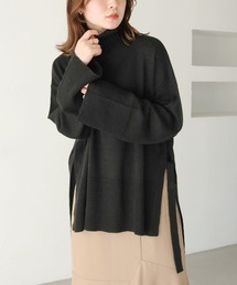 【HER CLOSET】サイドスリットワイドタートルネックニット SIDE SLIT WIDE TURTLENECK KNIT