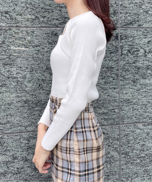 one way（ワンウェイ）の「ビット付きテレコニット（ニット/セーター・レディース・ブラック/ベージュ/ホワイト/グレー/ピンク/ホワイト×ブラック・FREE）」の9枚目の写真