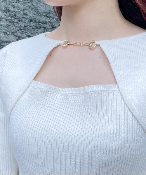 one way（ワンウェイ）の「ビット付きテレコニット（ニット/セーター・レディース・ブラック/ベージュ/ホワイト/グレー/ピンク/ホワイト×ブラック・FREE）」の16枚目の写真