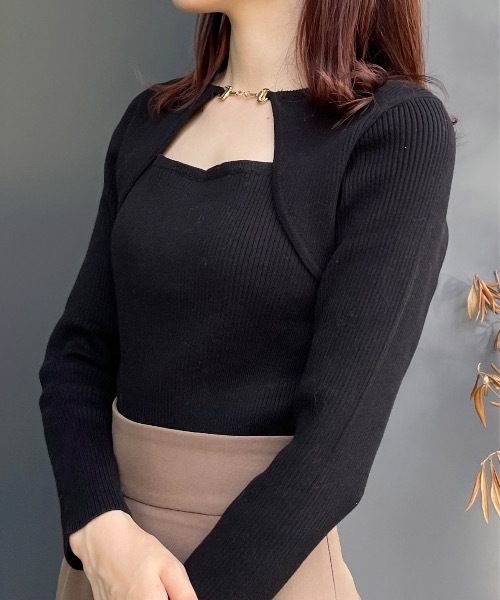 one way（ワンウェイ）の「ビット付きテレコニット（ニット/セーター・レディース・ブラック/ベージュ/ホワイト/グレー/ピンク/ホワイト×ブラック・FREE）」の17枚目の写真